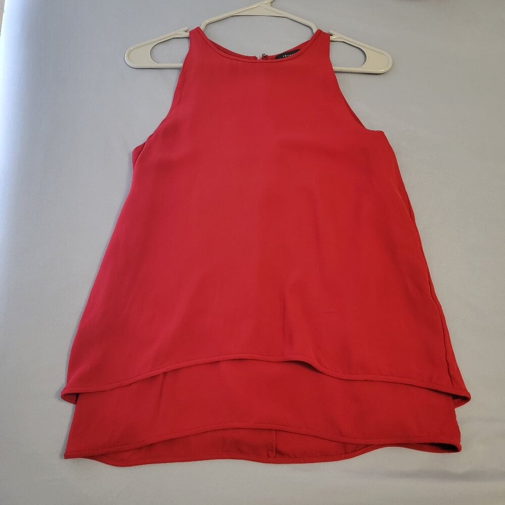Theory | Red sleeveless silk blouse